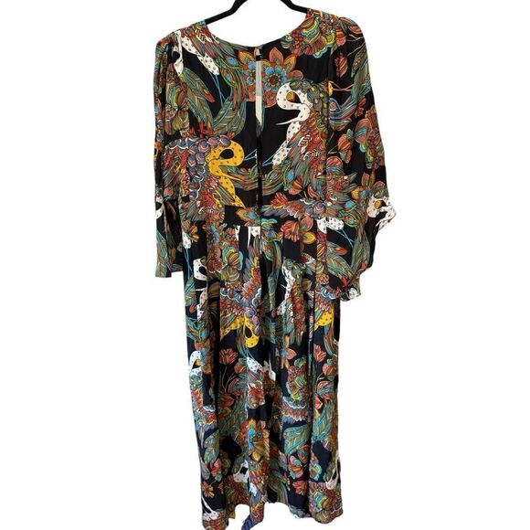 Revolve Johnny Was NWT Gardenia Floral Silk Midi Dress Size L - Picture 7 of 11